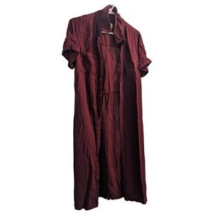 A New Day Burgundy Button Down Shirt Dress M